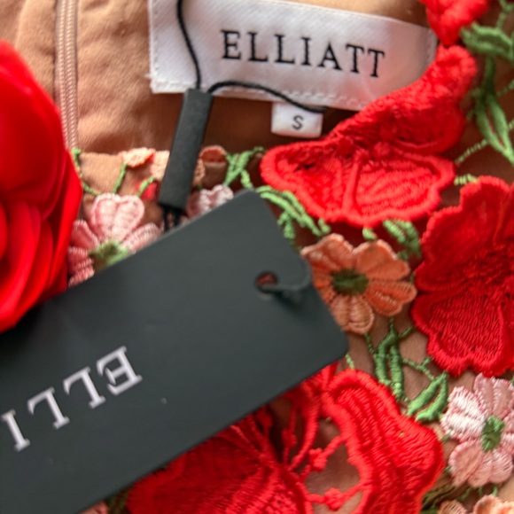 elliatt roselyn red 3d rosette flower lace guipure mini dress size small NEW - Picture 9 of 12